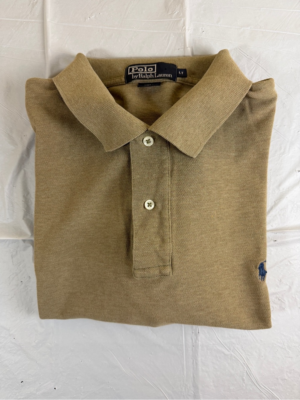Ralph Lauren Polo Shirt in Khaki with Navy Pony Embroidery